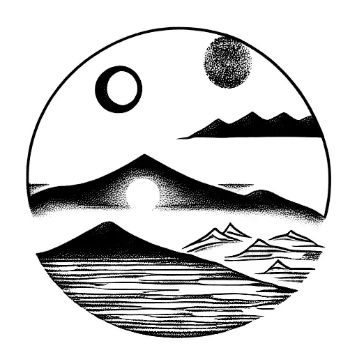 sunrise in Granada with the Alhambra and Sierra Nevada tattoo design idea