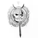 Design a dotwork tattoo featuring Zoro's iconic swords tattoo design idea