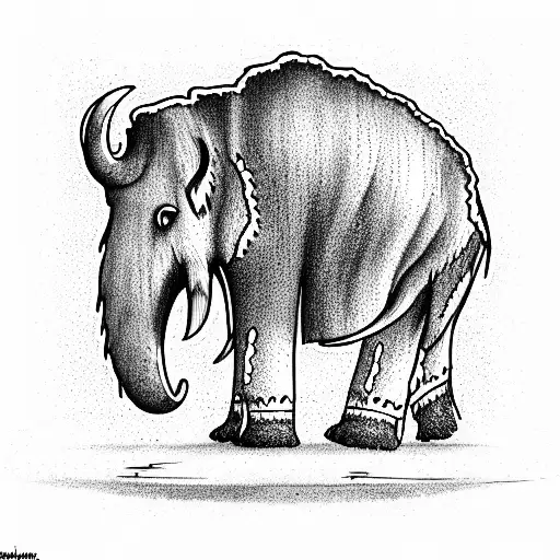 Office worker, kills a mammoth with a mine tattoo design idea