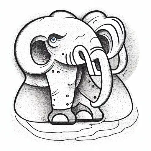 Office worker mammoth with a mine tattoo design idea
