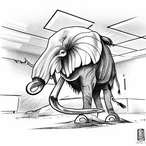 Office worker, kills a mammoth with a mine tattoo design idea