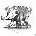 Office worker, kills a mammoth with a mine tattoo design idea