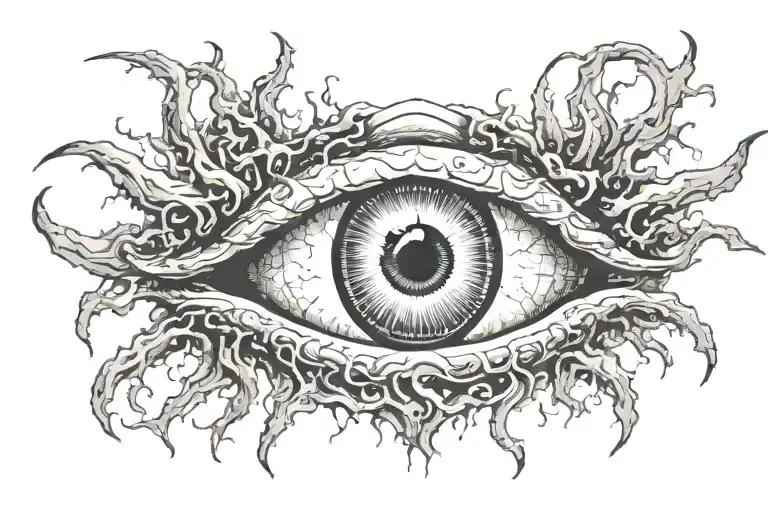 demon eye in hell tattoo design idea