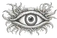 demon eye in hell tattoo design idea