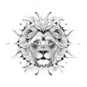 lion sun crown tattoo design idea