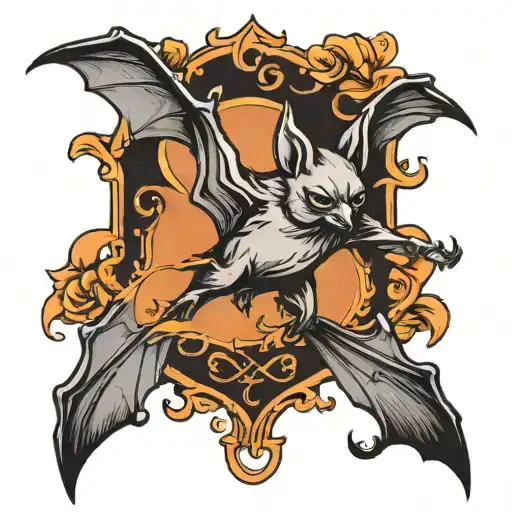 bat flying tattoo design idea