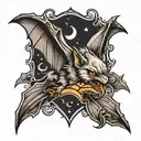 bat flying tattoo design idea