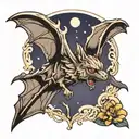 bat flying tattoo design idea