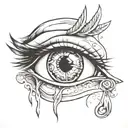 realistic  crying eye with angry eyebrow tattoo design idea