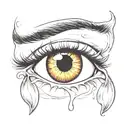 realistic  crying eye with angry eyebrow tattoo design idea