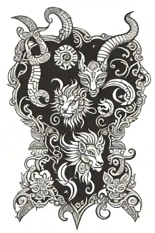 leo taurus Capricorn Gemini totem pole inspired tattoo design idea