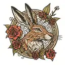 Barclay crest and hare etching tattoo design idea