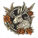 Barclay crest and hare etching tattoo design idea