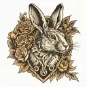 Barclay crest and hare etching tattoo design idea