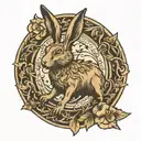 Barclay crest and hare etching tattoo design idea