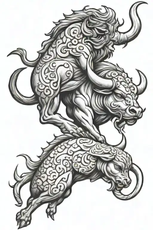 taurus protecting pisces tattoo design idea