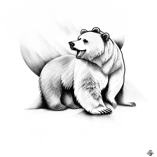 bear protecting cub tattoo design idea