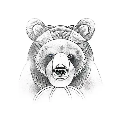 bear protecting cub from evil and hate tattoo design idea