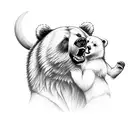 bear protecting cub from evil and hate tattoo design idea