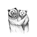 bear protecting cub from evil and hate tattoo design idea