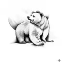 bear protecting cub tattoo design idea