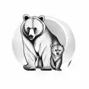 bear protecting cub tattoo design idea