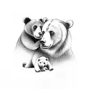 bear protecting cub tattoo design idea