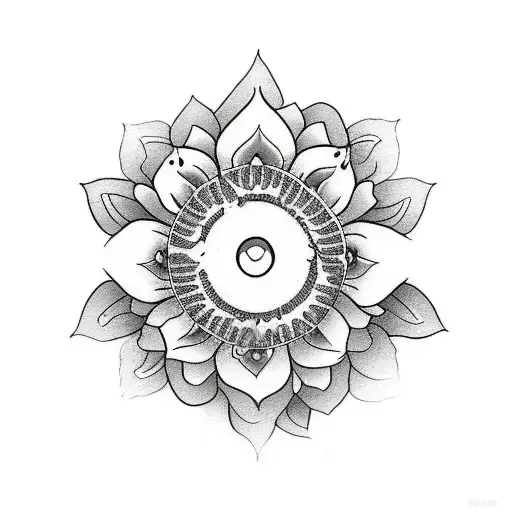 fan with lotus flowers tattoo design idea
