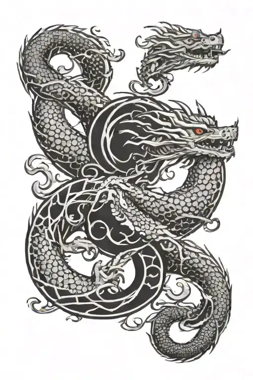 western dragon yingyang tattoo design idea
