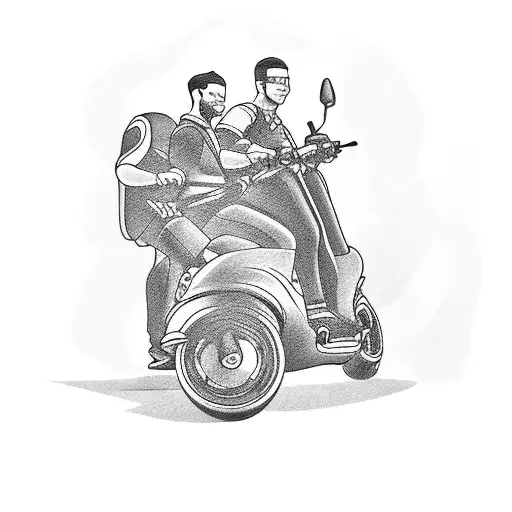 gaming and soccer and 3 guys on a scooter and all mixed together tattoo design idea