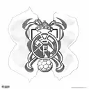soccer planet of arsenal, real madrid and strømsgodset tattoo design idea