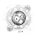 soccer planet of arsenal, real madrid and strømsgodset tattoo design idea