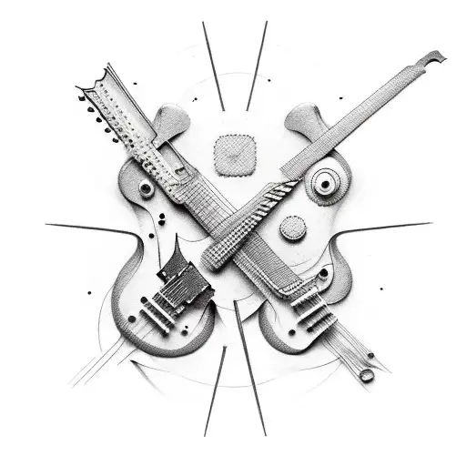 surrealism guitar guitar as bone tendon as strings with surgical skin opening  tattoo design idea