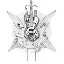 surrealism guitar guitar as bone tendon as strings with surgical skin opening  tattoo design idea