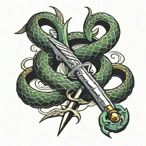 sword snake tattoo design idea