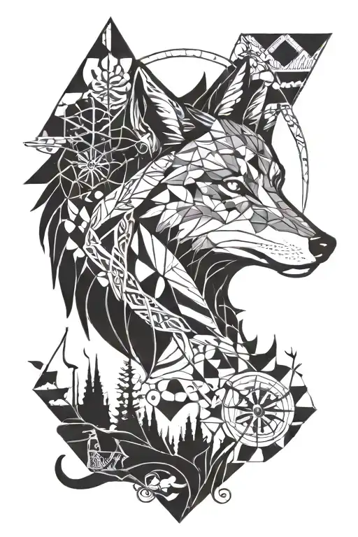 nautical, lord of the rings, Harry Potter, Fox, wolf, geometric tattoo design idea