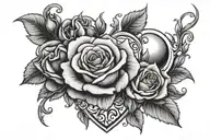 Heart, eclipse and rose tattoo design idea