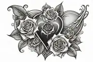Heart, eclipse and rose tattoo design idea