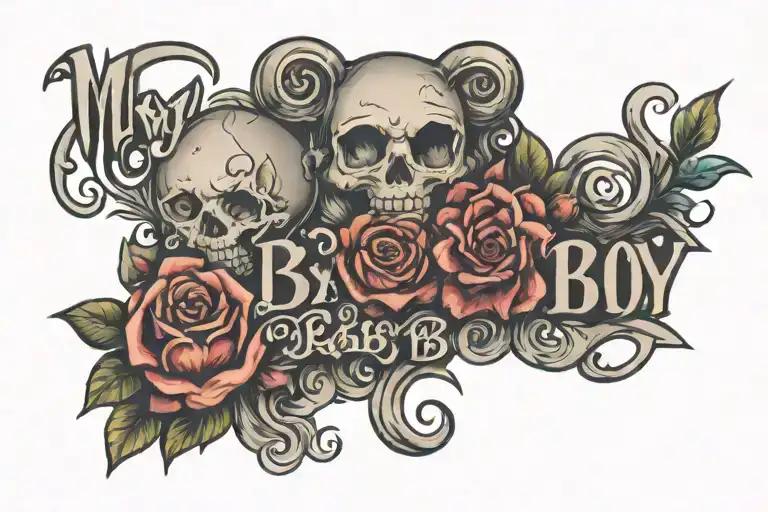 words "my baby boo" tattoo design idea