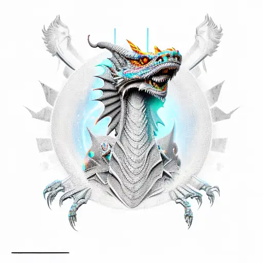 welsh dragon robot tattoo design idea