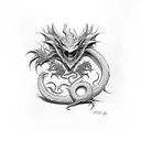 welsh dragon robot tattoo design idea