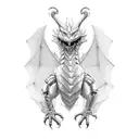 welsh dragon robot tattoo design idea