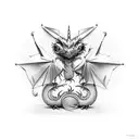 welsh dragon robot tattoo design idea