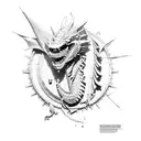 welsh dragon robot tattoo design idea