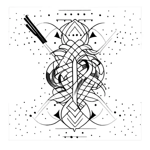 A minimalist tattoo of a black inked pencil and a paintbrush crossed together, representing your love for drawing and tattooing. tattoo design idea