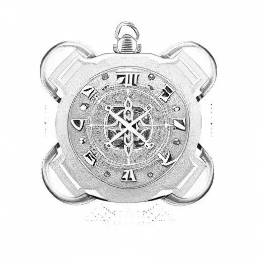 Pocket watch with St. Benedict Medal design tattoo design idea