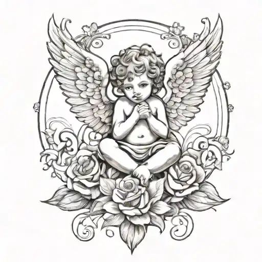cherub angel tattoo design idea