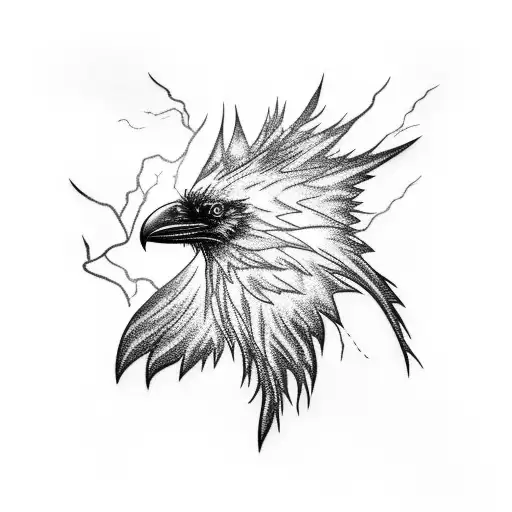 lightning raven  tattoo design idea
