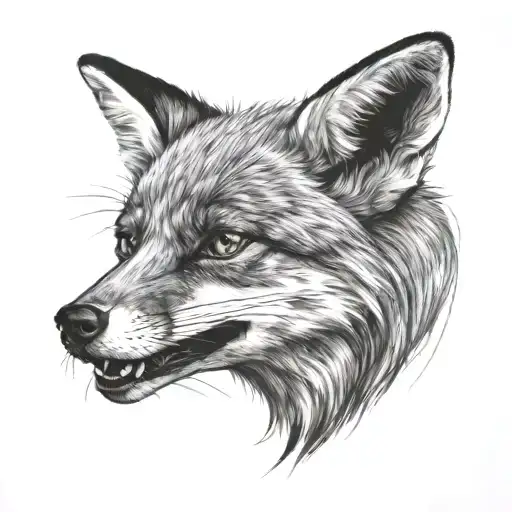 angry fox  tattoo design idea