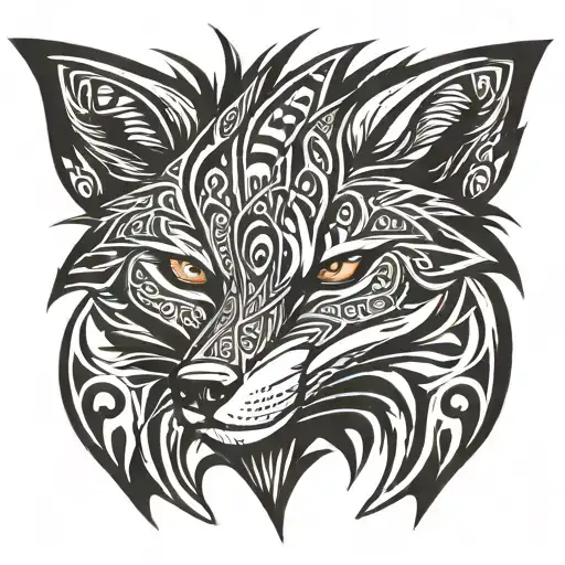 angry fox  tattoo design idea